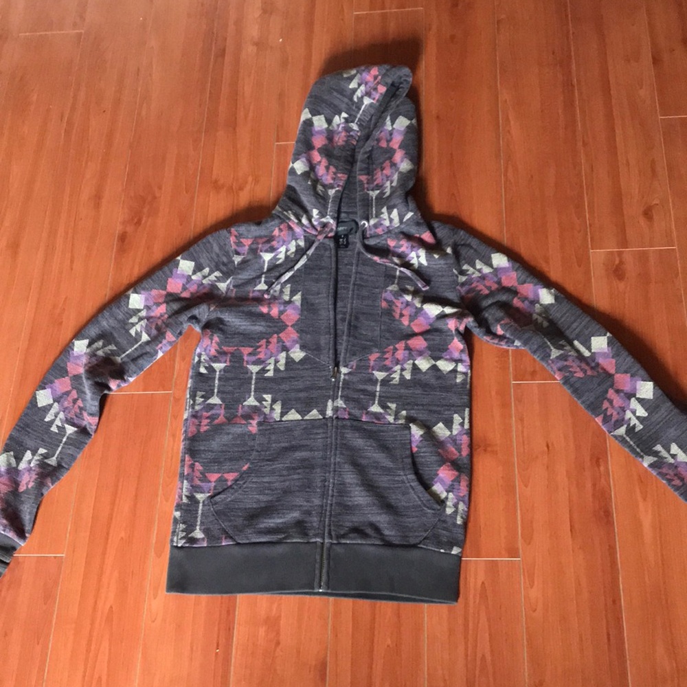 Zip up hoodie with tribal pattern